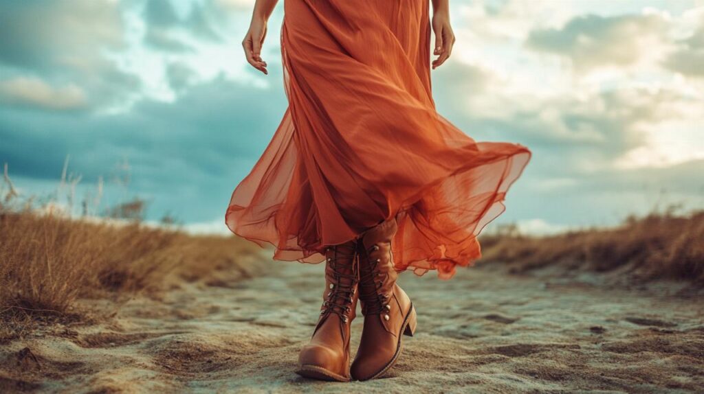 How to Rock Boots with a Flowing Dress for a Trendy Look